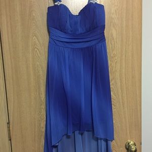 Two-tone blue high-low homecoming dress